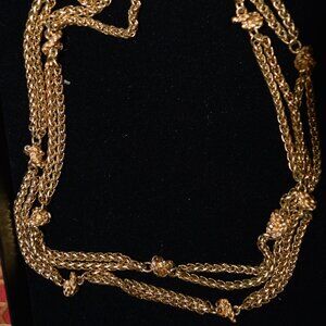Long Gold Chain Rope Necklace with Knots